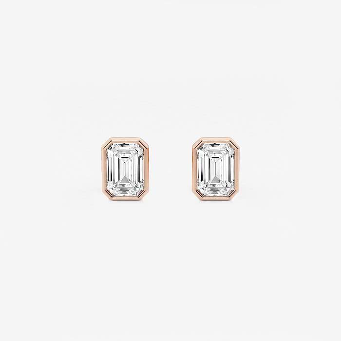 Bezel Set Solitaire Emerald Stud Earrings