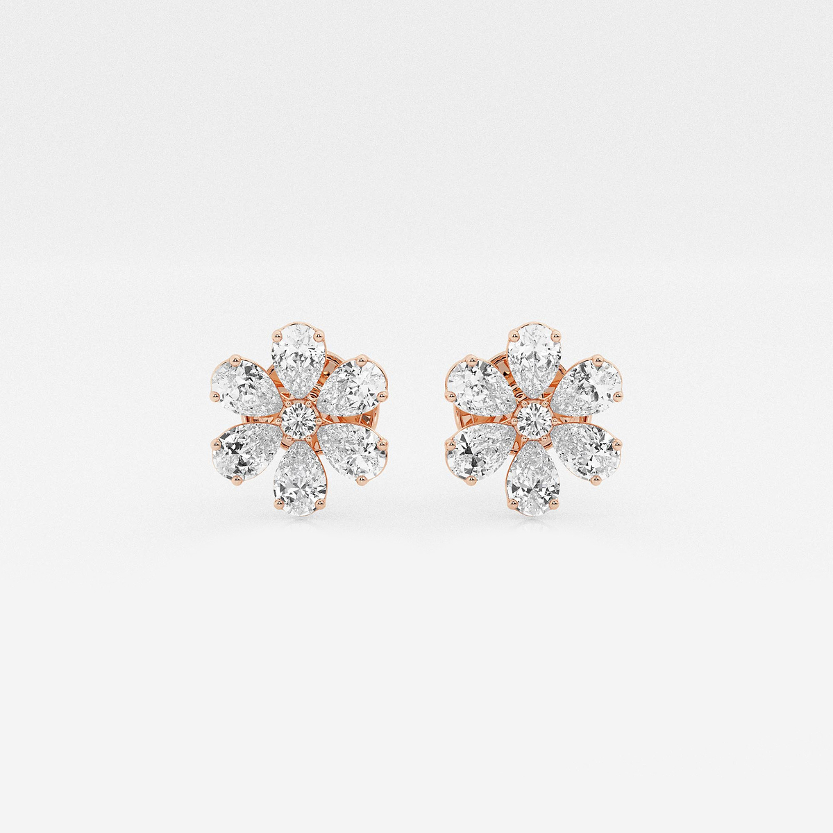 1 1/4 ctw Round & Pear Lab Grown Diamond Flower Earrings