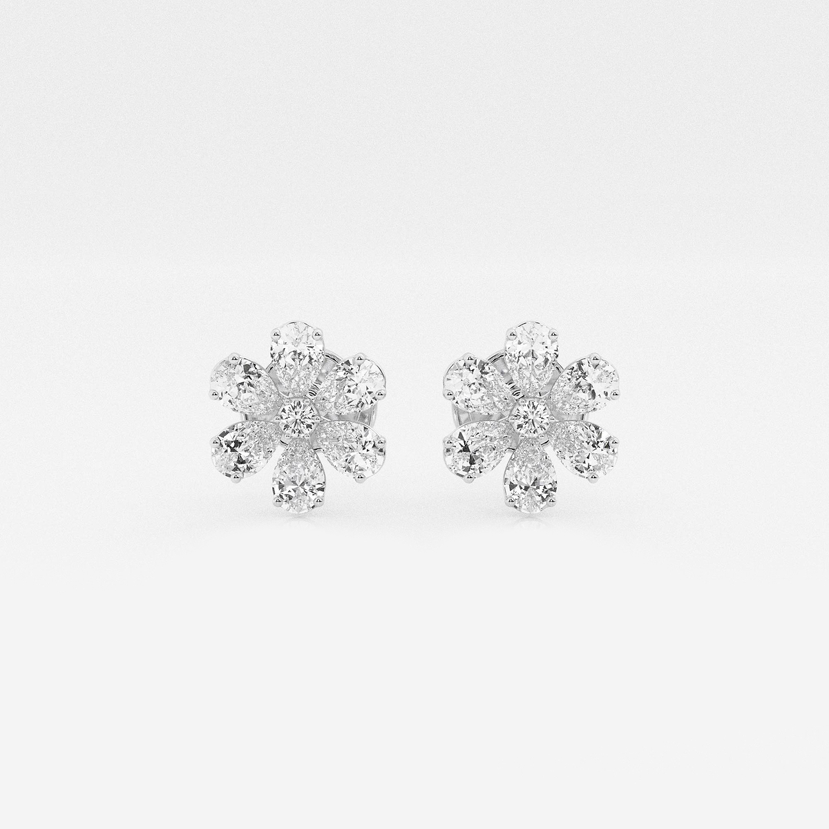 1 1/4 ctw Round & Pear Lab Grown Diamond Flower Earrings