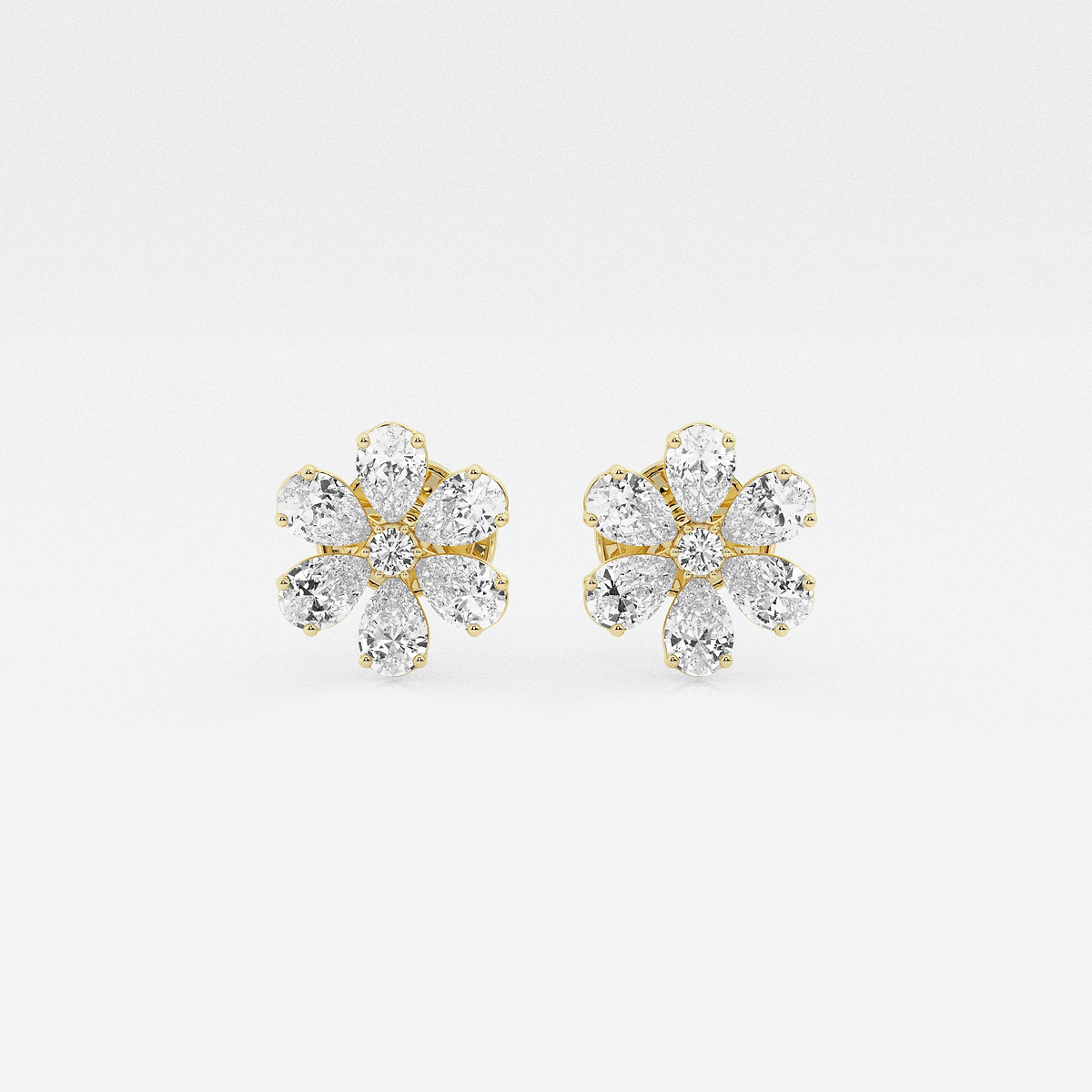 1 1/4 ctw Round & Pear Lab Grown Diamond Flower Earrings