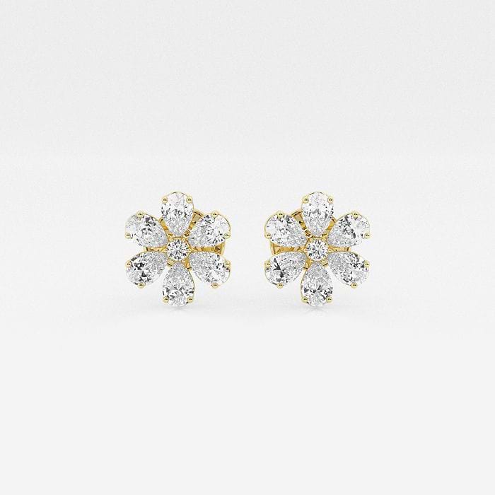 Badgley Mischka 1 1/4 ctw Round & Pear Lab Grown Diamond Flower Fashion Earrings