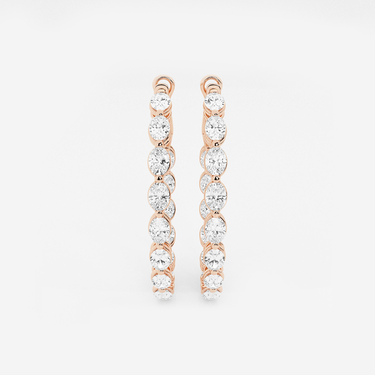 4 ctw Oval Lab Grown Diamond Inside Out Hoop Earrings