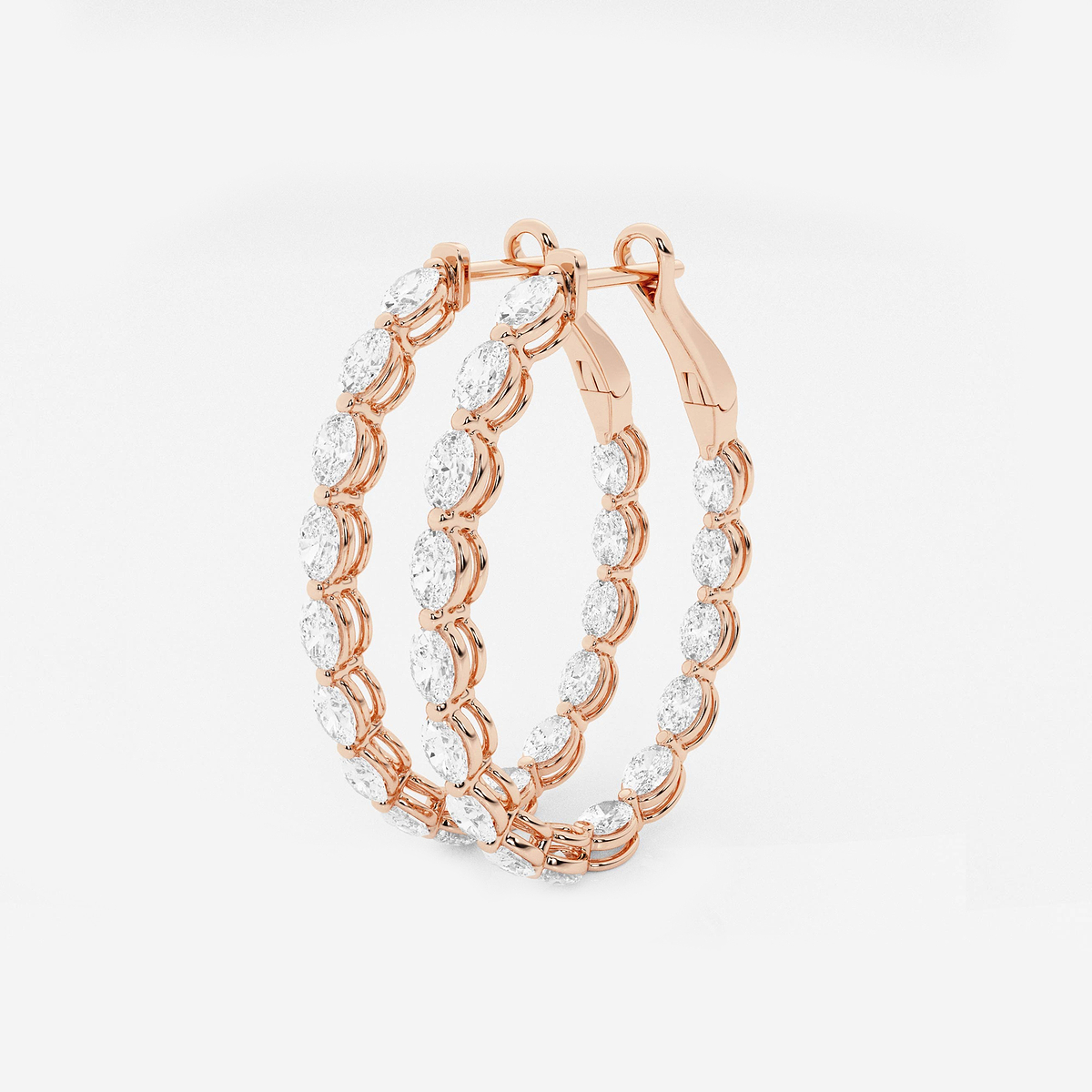 Additional Image 1 for  4 ctw Oval Lab Grown Diamond Inside Out Hoop Earrings