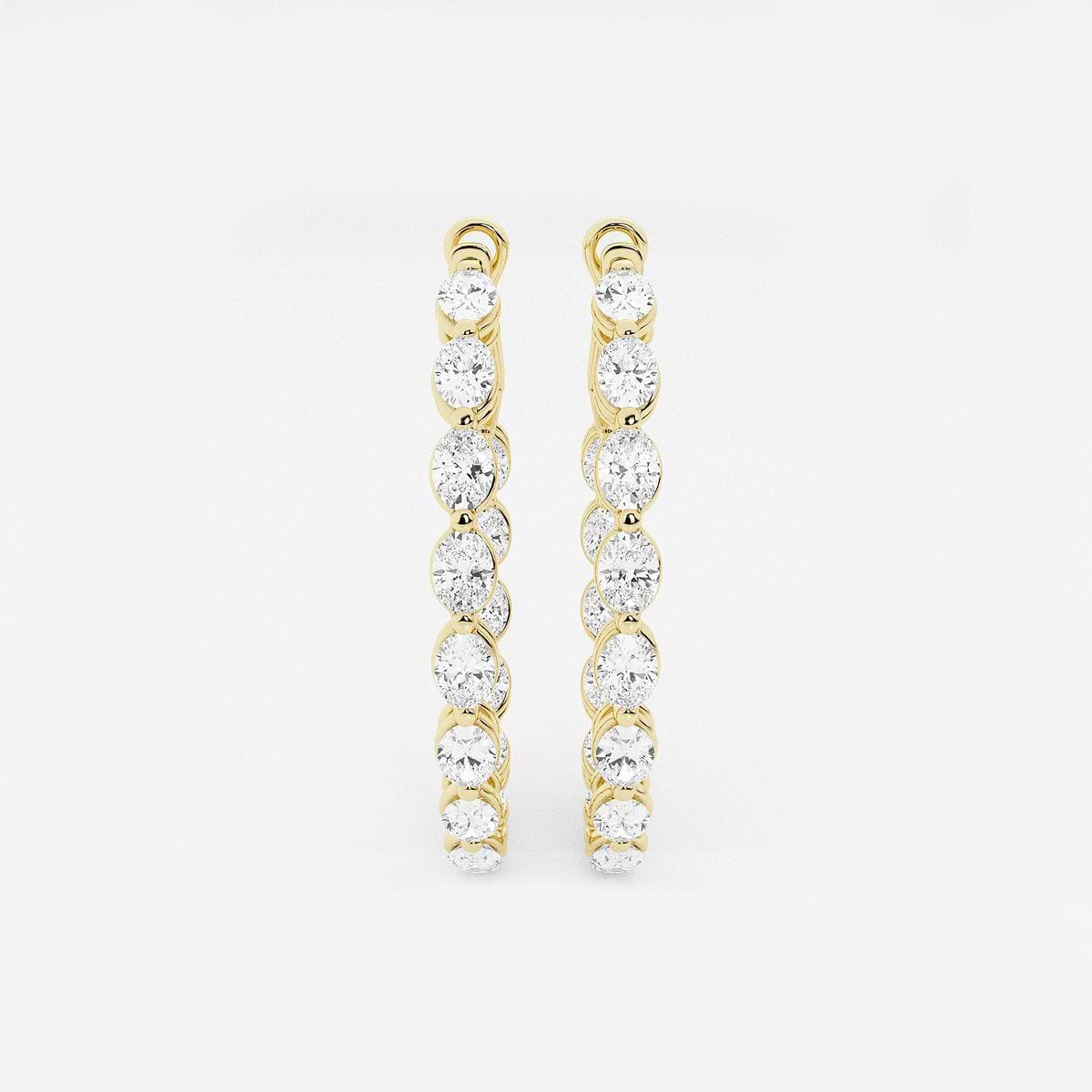 4 ctw Oval Lab Grown Diamond Inside Out Hoop Earrings 14K Yellow Gold, F, VS2