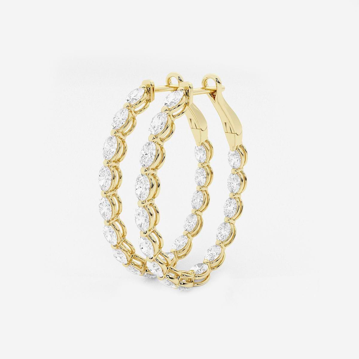 4 ctw Oval Lab Grown Diamond Inside Out Hoop Earrings 14K Yellow Gold, F, VS2