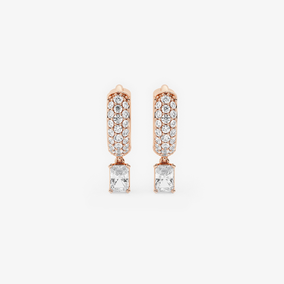 näas Bombë 2/5 ctw Radiant Lab Grown Diamond Huggie Hoop Earrings