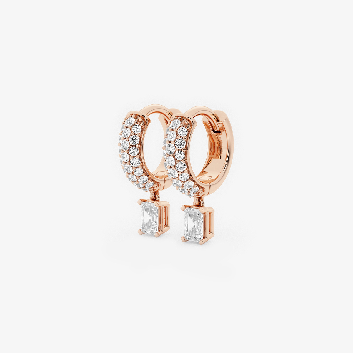 Additional Image 1 for  näas Bombë 2/5 ctw Radiant Lab Grown Diamond Huggie Hoop Earrings