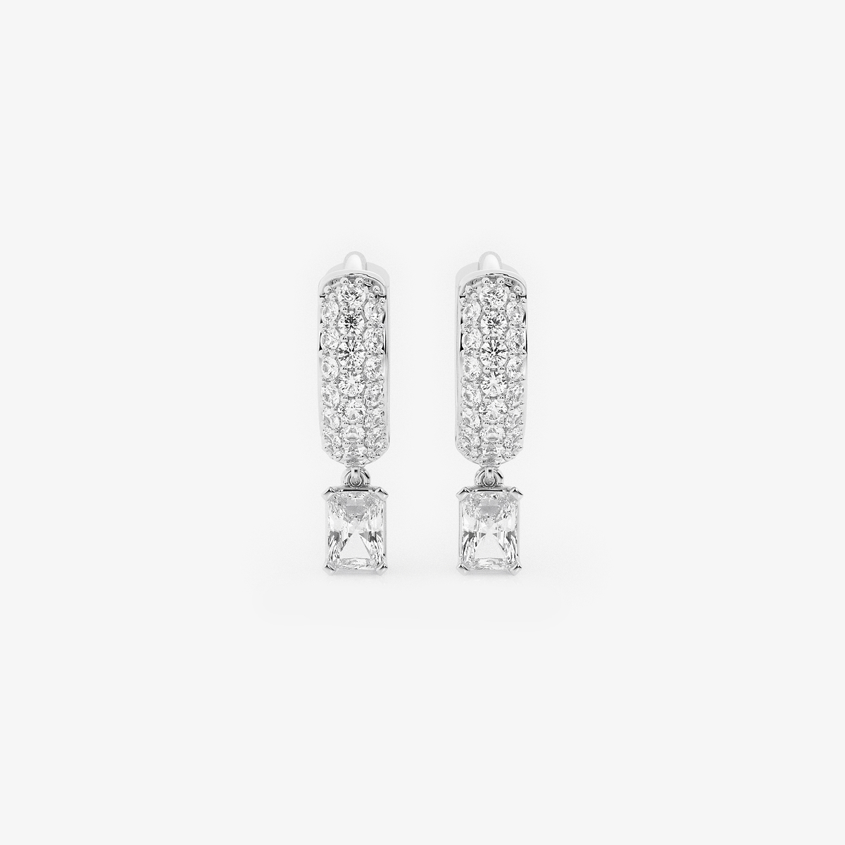 näas Bombë 2/5 ctw Radiant Lab Grown Diamond Huggie Hoop Earrings