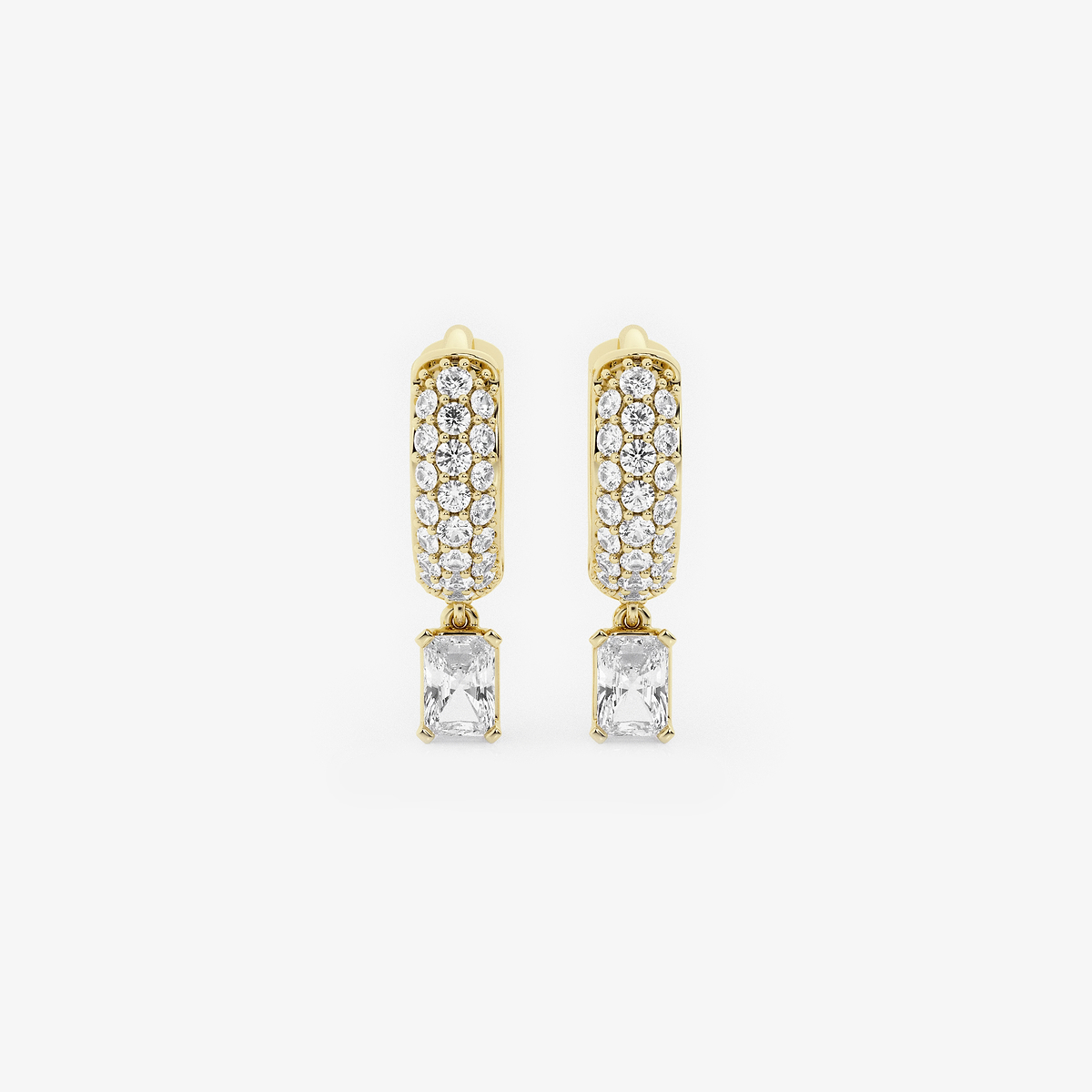 näas Bombë 2/5 ctw Radiant Lab Grown Diamond Huggie Hoop Earrings 14K  Yellow Gold, DE, VS1