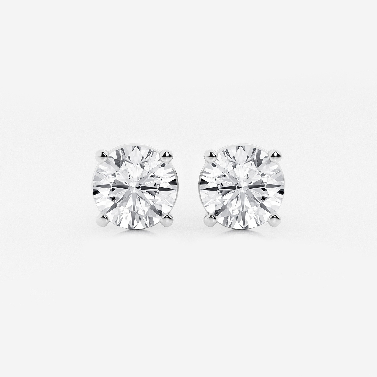 4 ctw Round Near-Colorless (F-G) Lab Grown Diamond Certified Stud Earrings 14K White Gold, FG, VS2+
