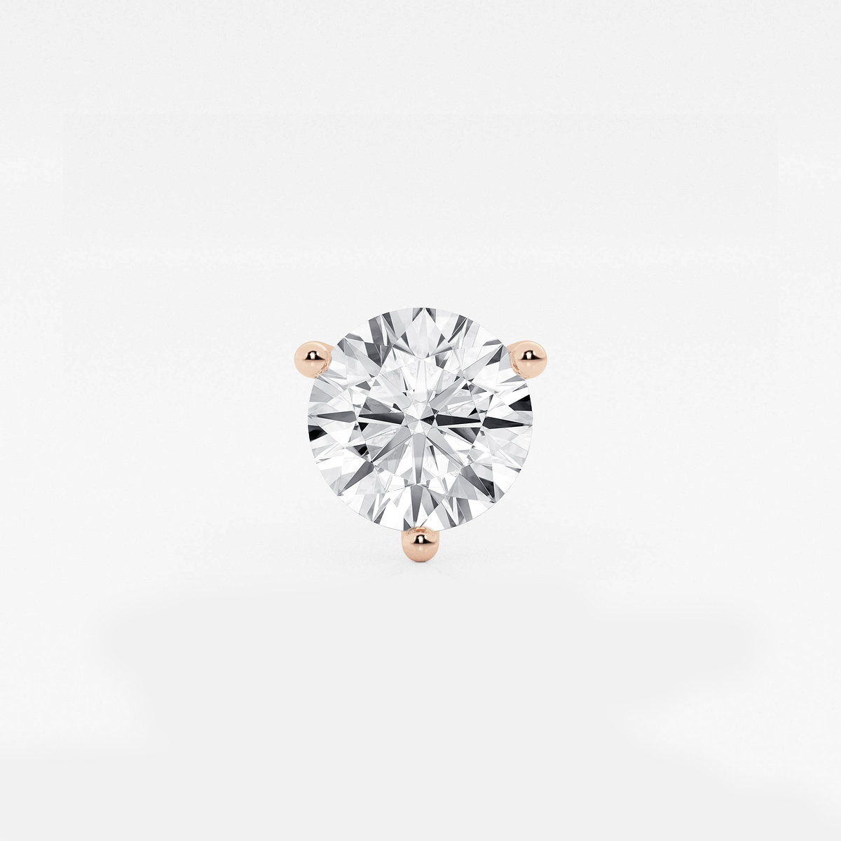 3 ctw Round Colorless Lab Grown Diamond Three Prong Martini Single Stud Earring