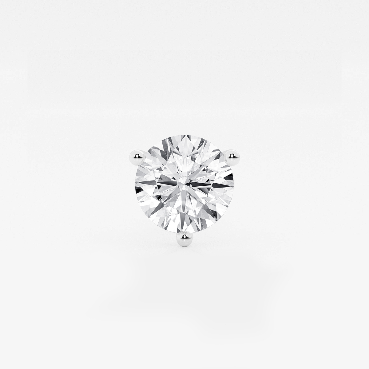 3 ctw Round Colorless Lab Grown Diamond Three Prong Martini Single Stud Earring