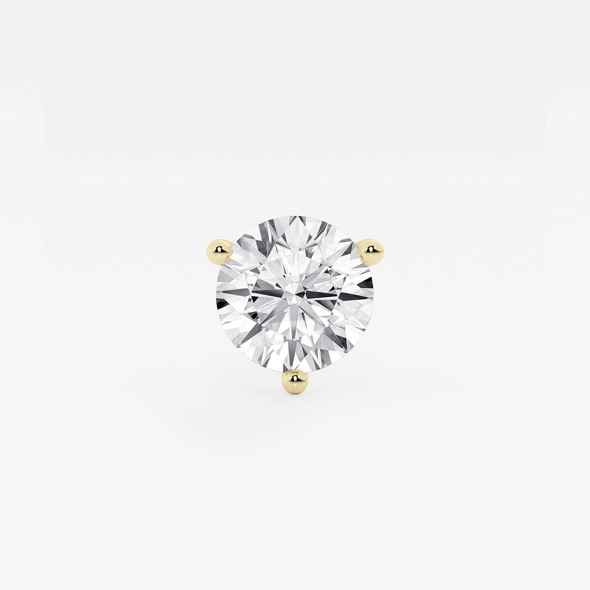 3 ctw Round Colorless Lab Grown Diamond Three Prong Martini Single Stud Earring