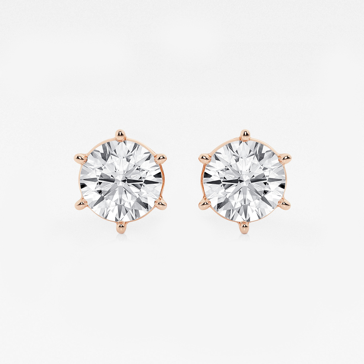 4 ctw Round Colorless Lab Grown Diamond Six Prong Stud Earrings