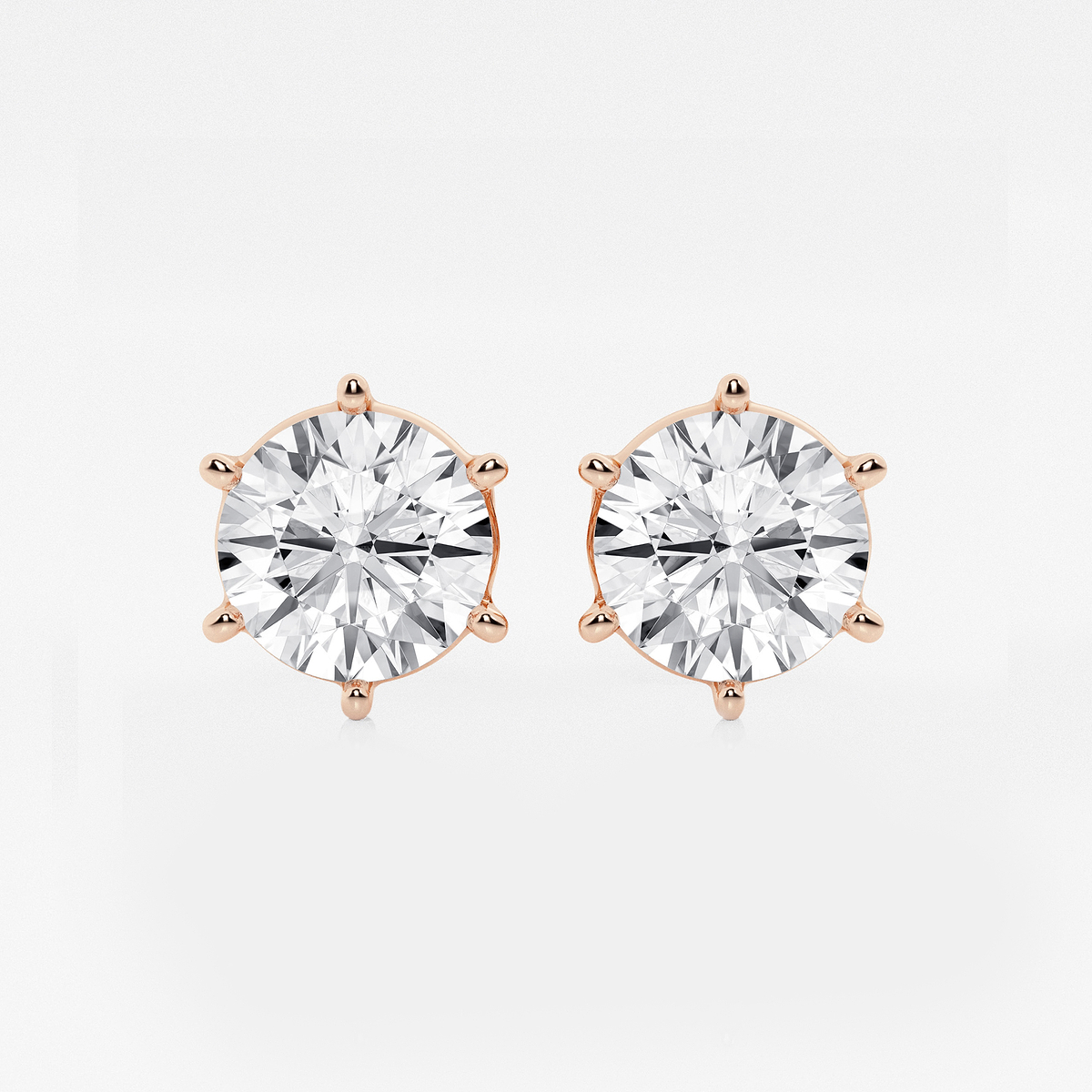 5 ctw Round Colorless Lab Grown Diamond Six Prong Stud Earrings