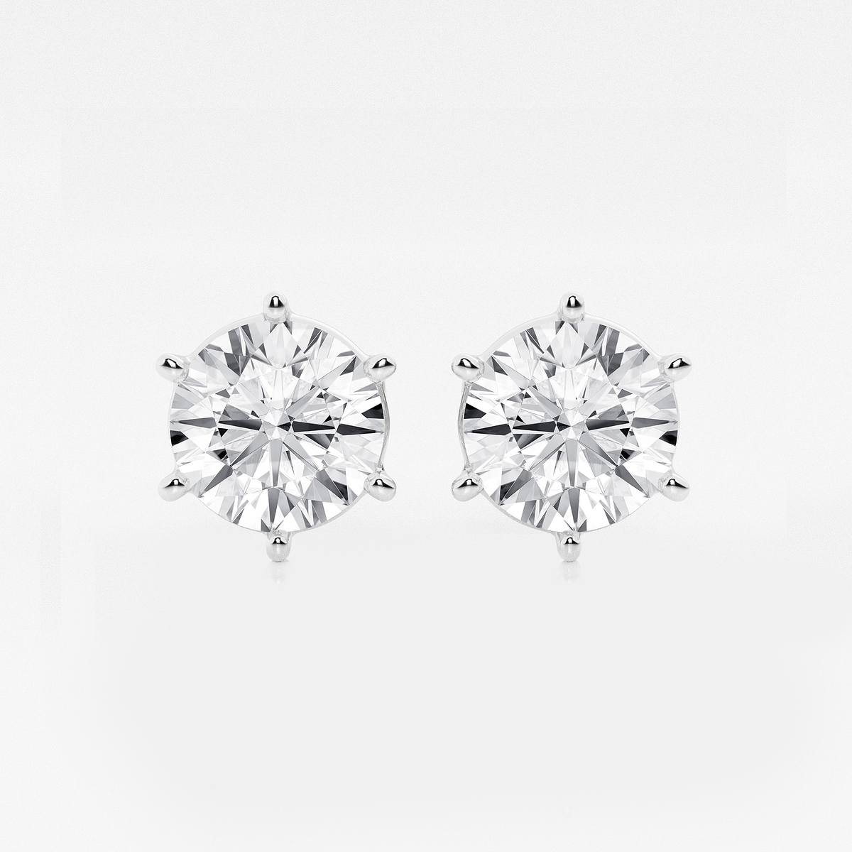5 ctw Round Colorless Lab Grown Diamond Six Prong Stud Earrings