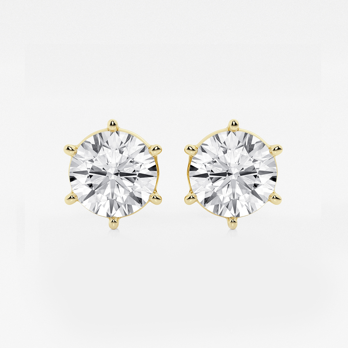 5 ctw Round Colorless Lab Grown Diamond Six Prong Stud Earrings