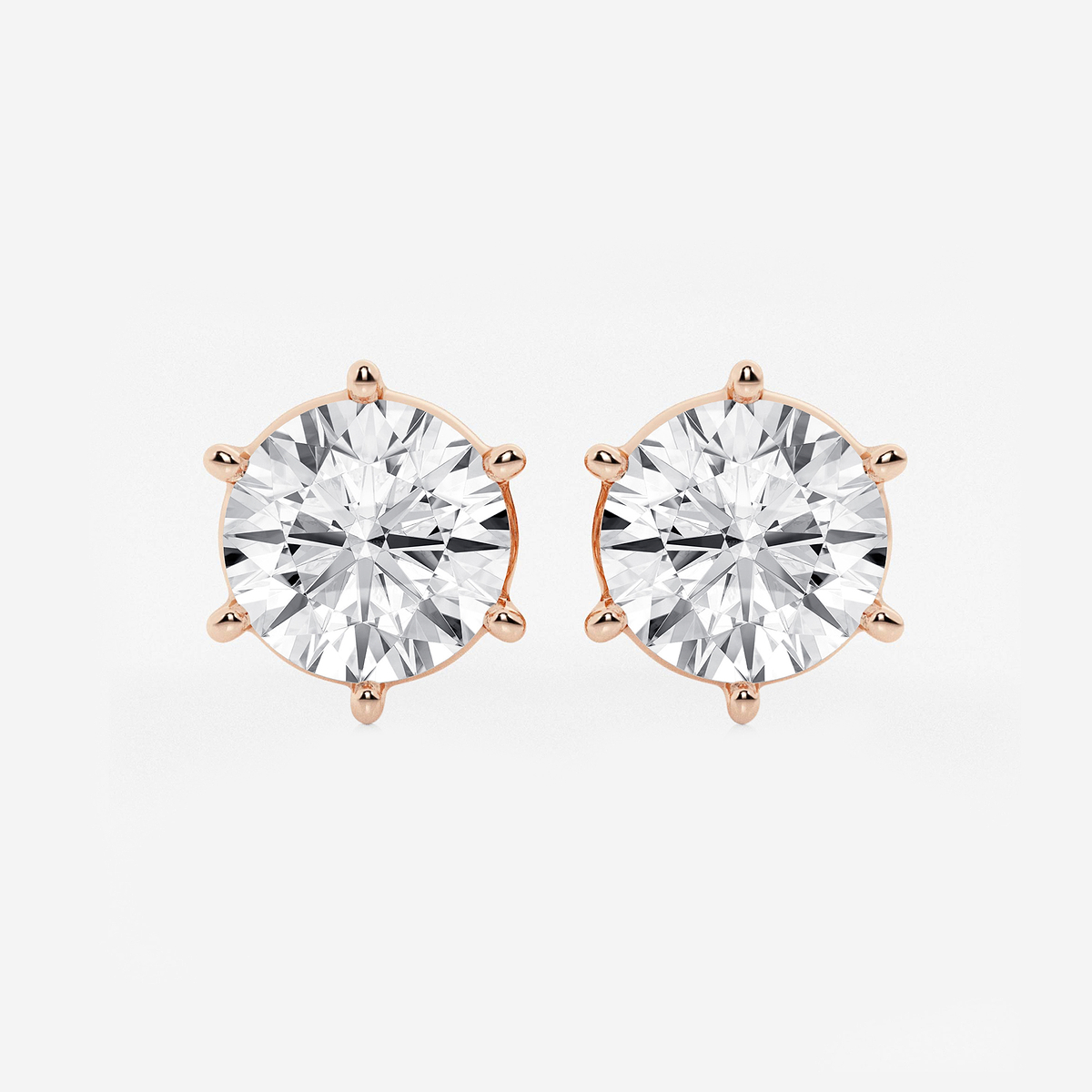 6 ctw Round Colorless Lab Grown Diamond Six Prong Stud Earrings