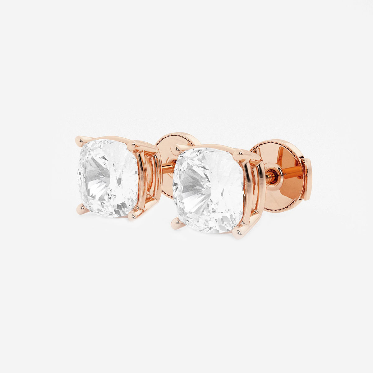 Additional Image 1 for  4 ctw Cushion Lab Grown Diamond Solitaire Certified Stud Earrings