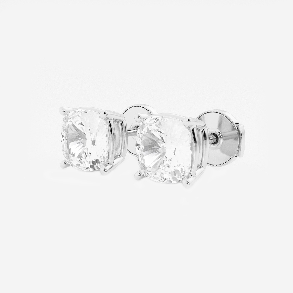 Additional Image 1 for  4 ctw Cushion Lab Grown Diamond Solitaire Certified Stud Earrings