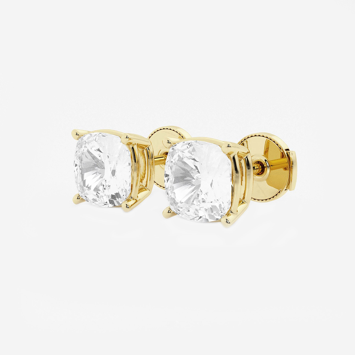 Additional Image 1 for  4 ctw Cushion Lab Grown Diamond Solitaire Certified Stud Earrings