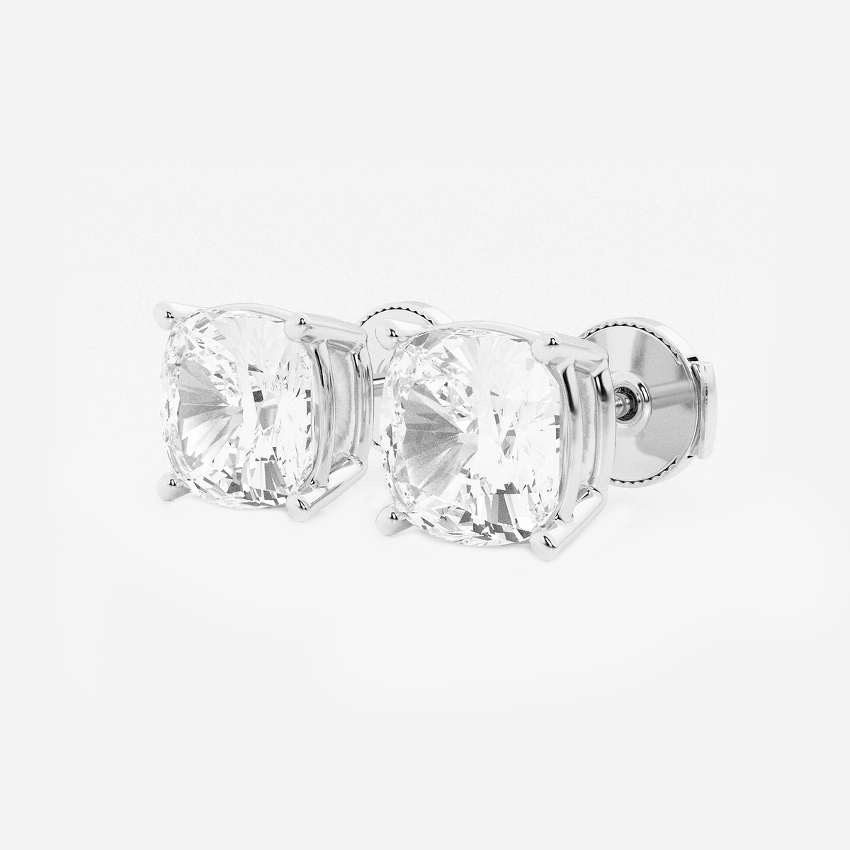 Additional Image 1 for  5 ctw Cushion Lab Grown Diamond Solitaire Certified Stud Earrings
