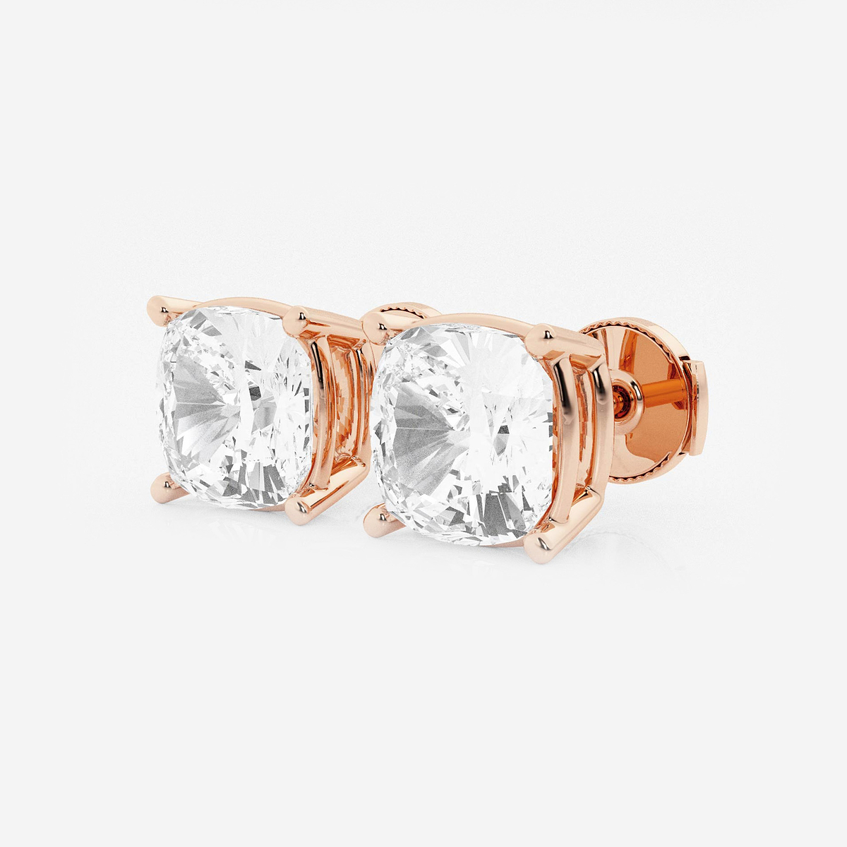 Additional Image 1 for  6 ctw Cushion Lab Grown Diamond Solitaire Certified Stud Earrings