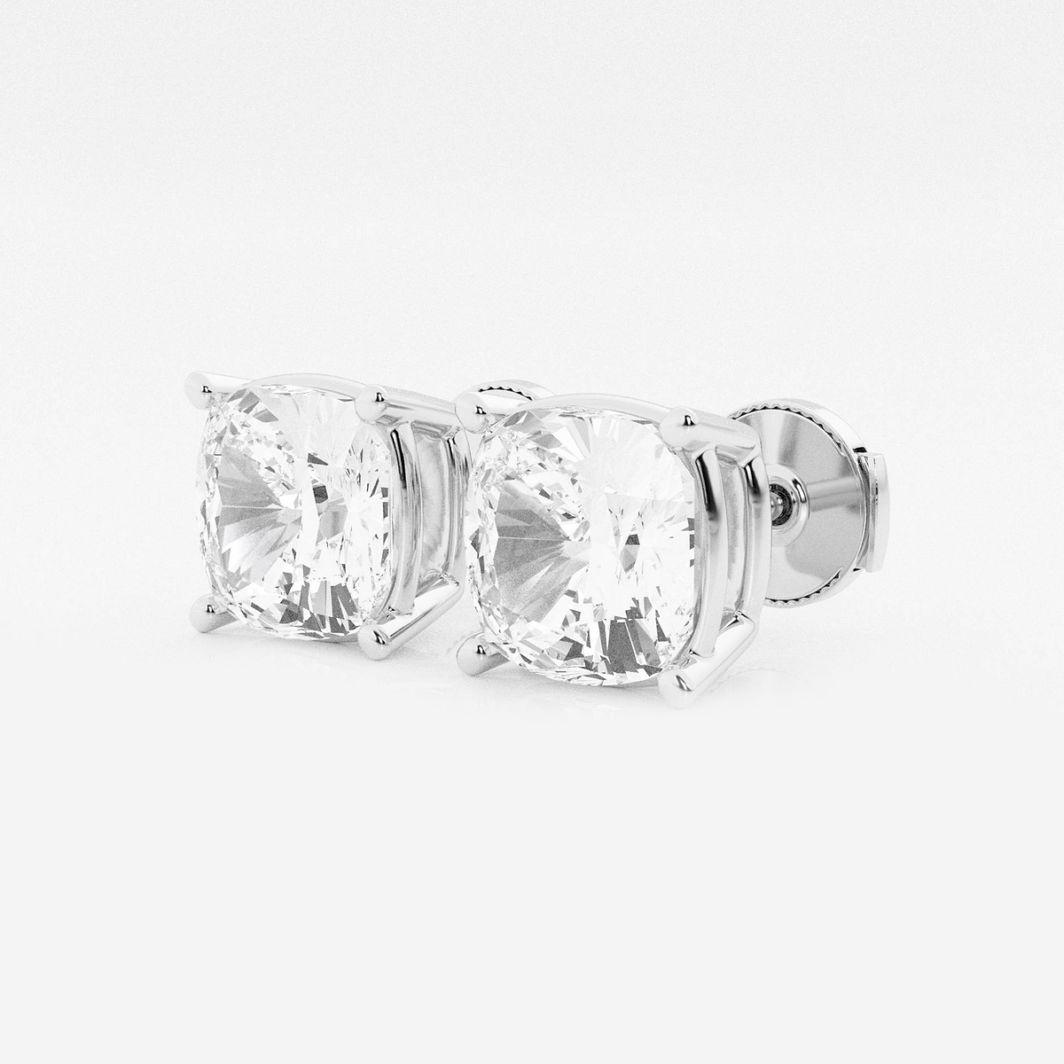 Additional Image 1 for  6 ctw Cushion Lab Grown Diamond Solitaire Certified Stud Earrings