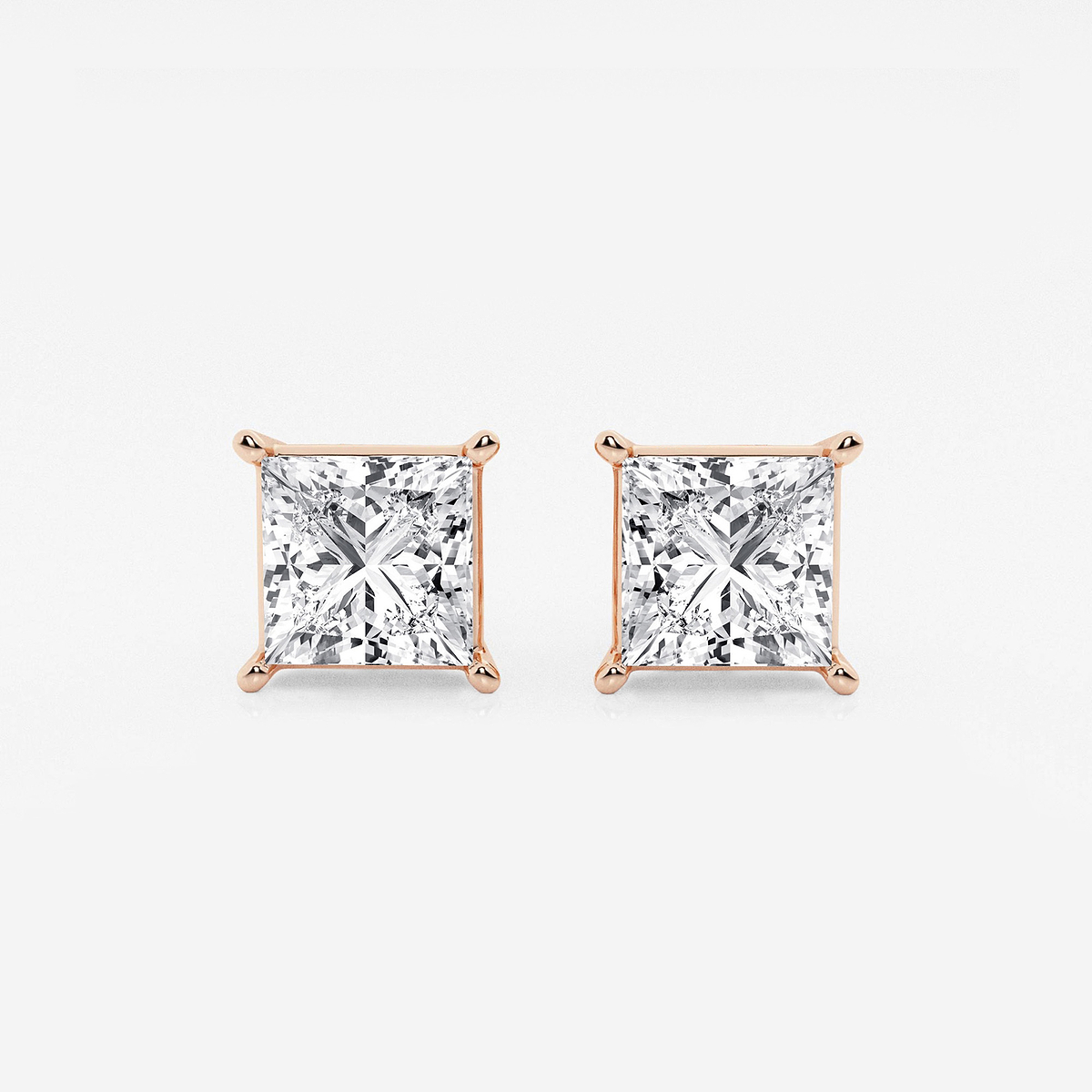 4 ctw Princess Lab Grown Diamond Solitaire Certified Stud Earrings
