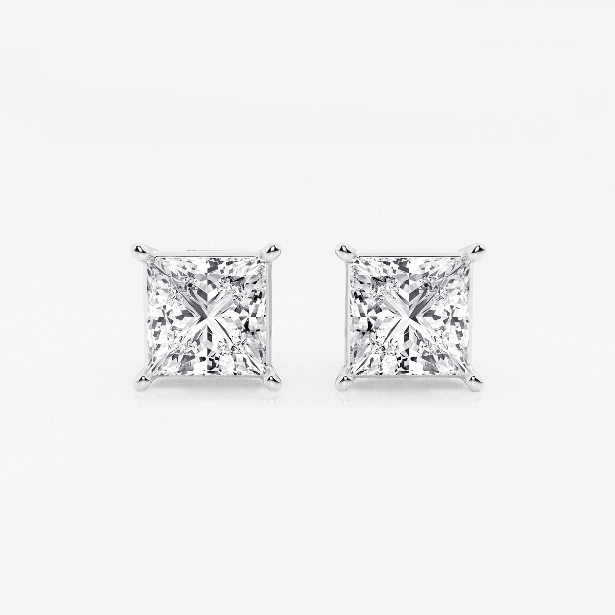 4 ctw Princess Lab Grown Diamond Solitaire Certified Stud Earrings