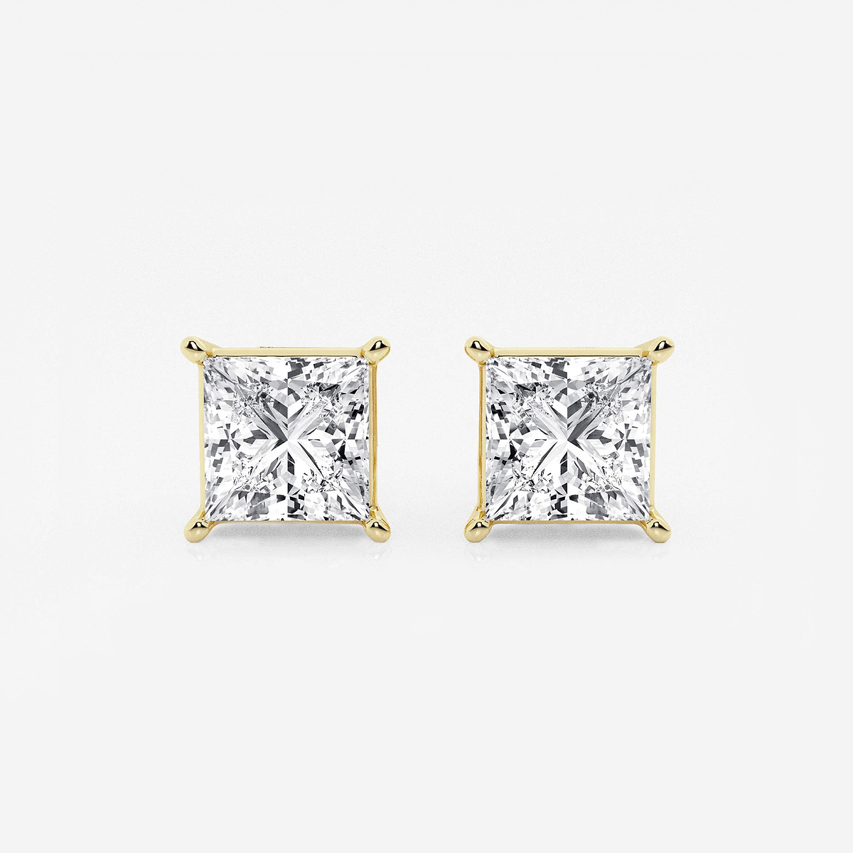 4 ctw Princess Lab Grown Diamond Solitaire Certified Stud Earrings
