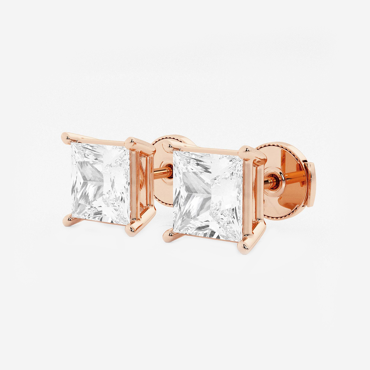 Additional Image 1 for  4 ctw Princess Lab Grown Diamond Solitaire Certified Stud Earrings