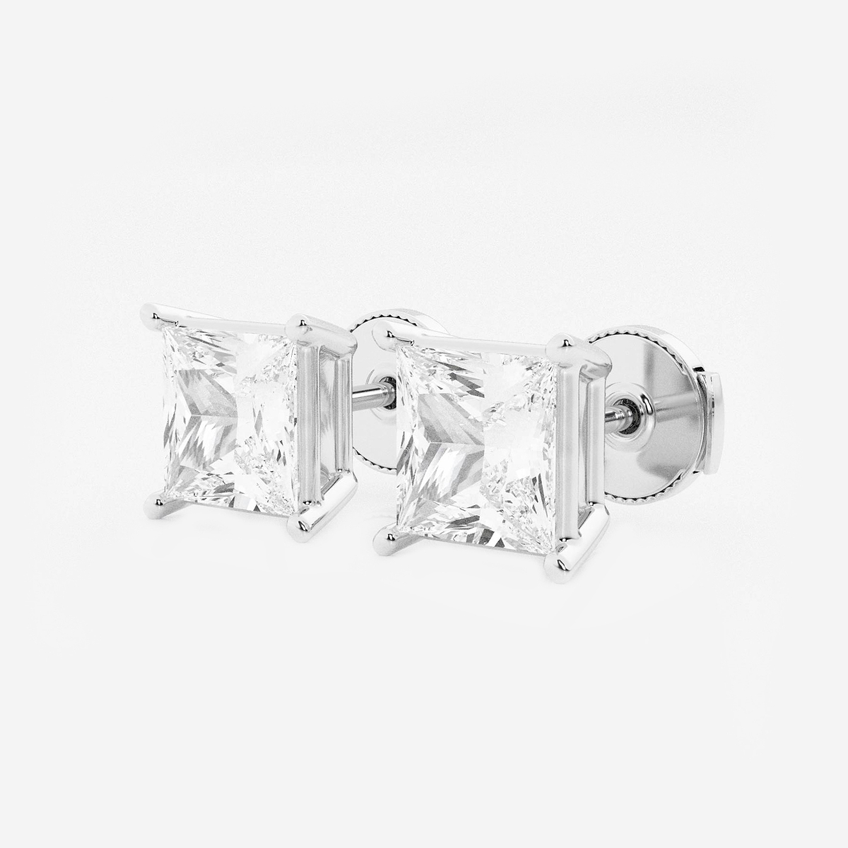 Additional Image 1 for  4 ctw Princess Lab Grown Diamond Solitaire Certified Stud Earrings