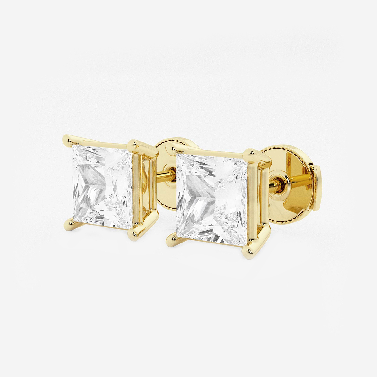 Additional Image 1 for  4 ctw Princess Lab Grown Diamond Solitaire Certified Stud Earrings
