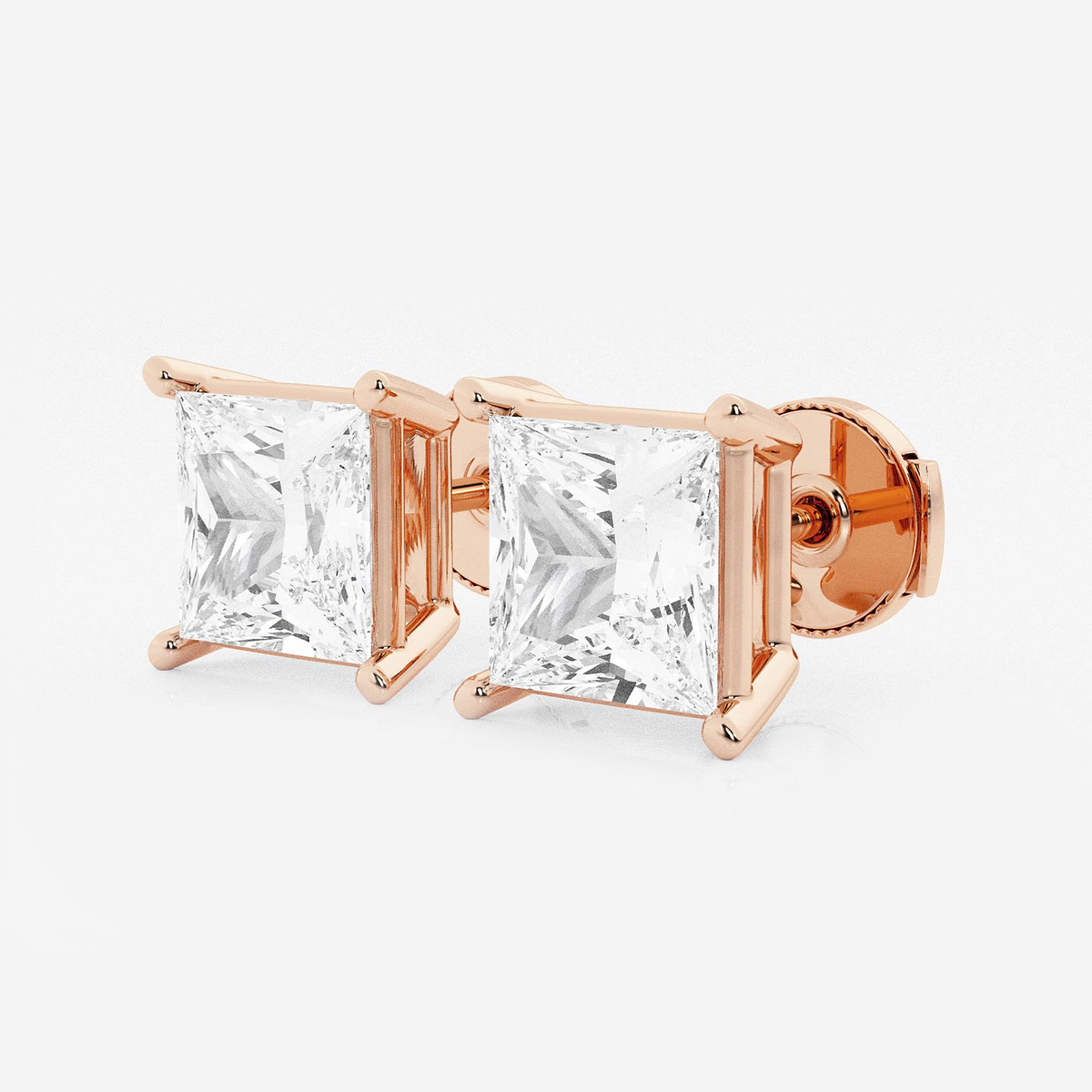 Additional Image 1 for  5 ctw Princess Lab Grown Diamond Solitaire Certified Stud Earrings