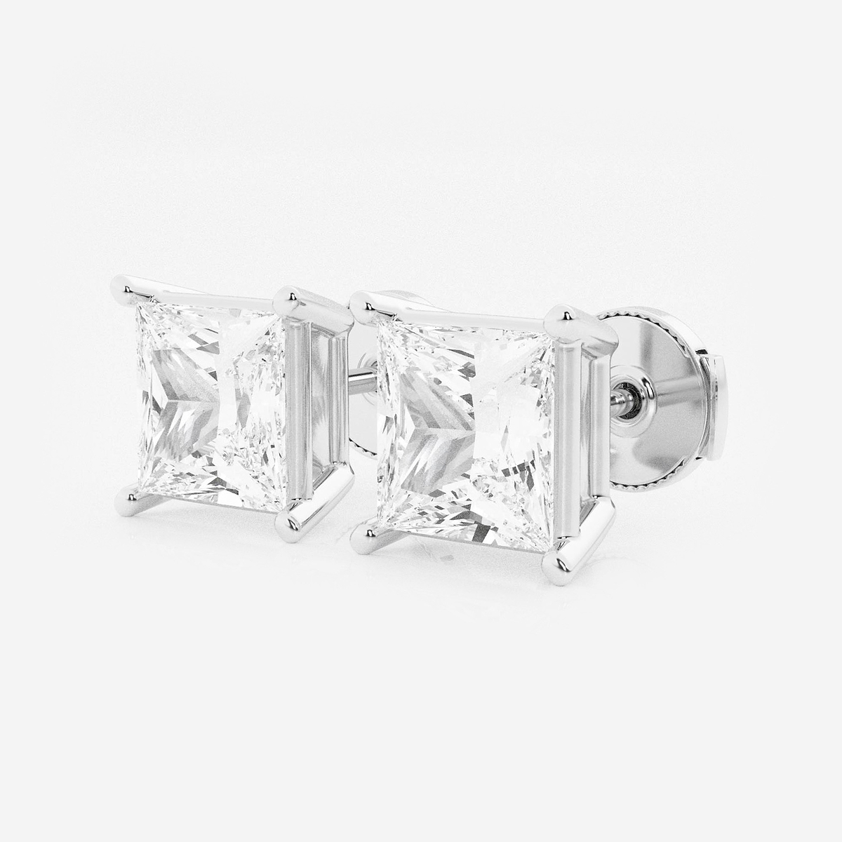 Additional Image 1 for  5 ctw Princess Lab Grown Diamond Solitaire Certified Stud Earrings