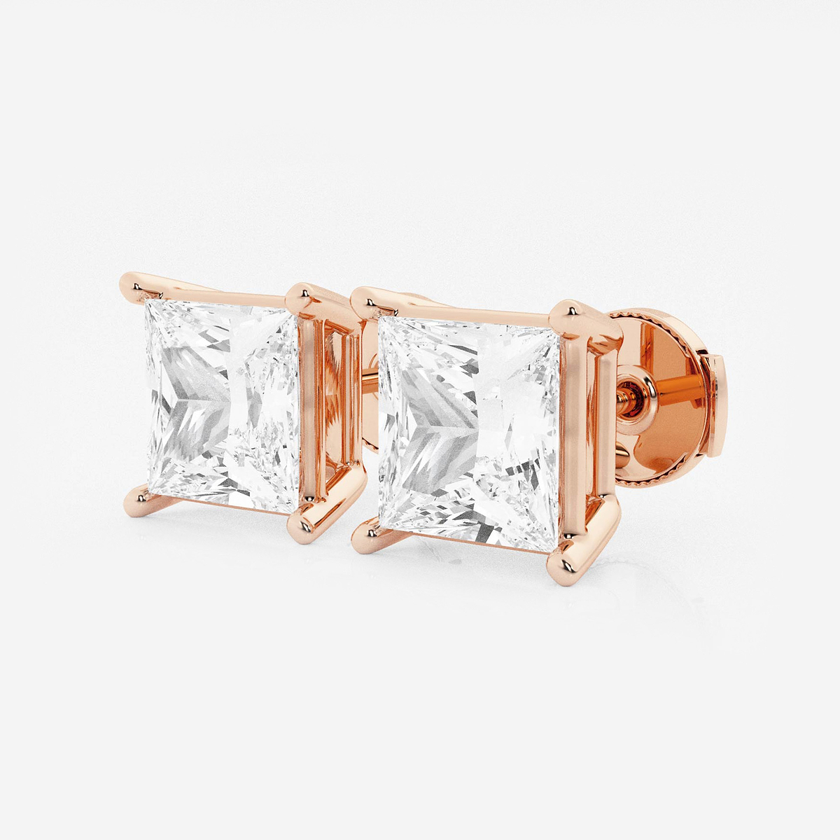 Additional Image 1 for  6 ctw Princess Lab Grown Diamond Solitaire Certified Stud Earrings