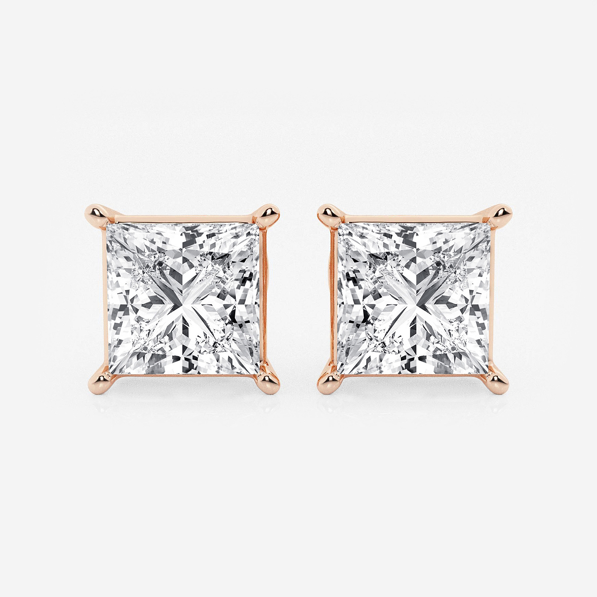 6 ctw Princess Lab Grown Diamond Solitaire Certified Stud Earrings