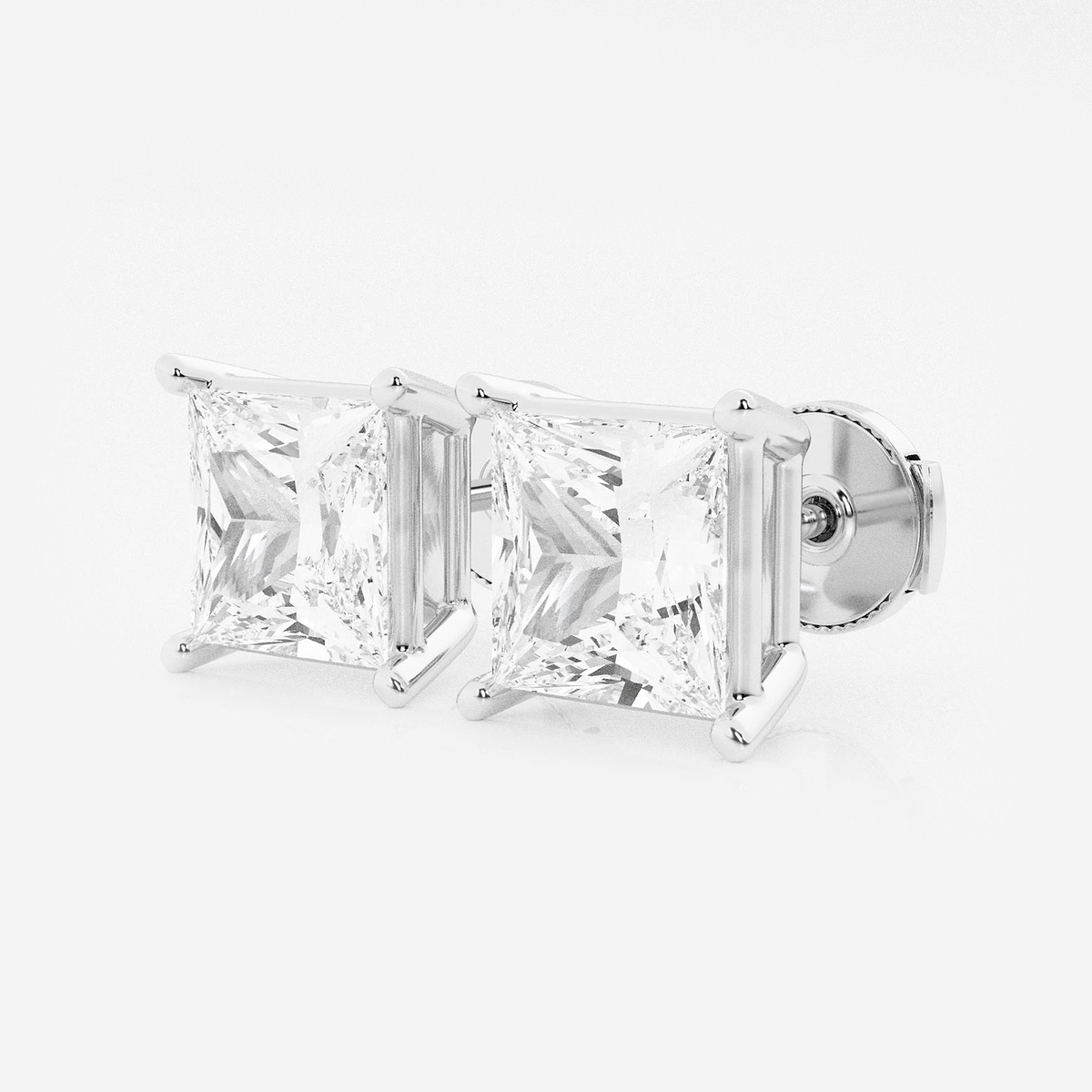 Additional Image 1 for  6 ctw Princess Lab Grown Diamond Solitaire Certified Stud Earrings