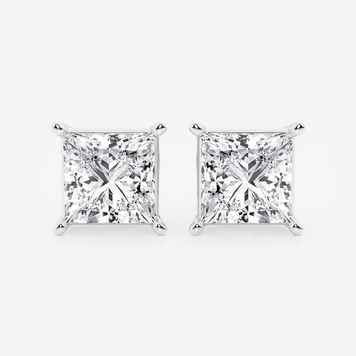 6 ctw Princess Lab Grown Diamond Solitaire Certified Stud Earrings
