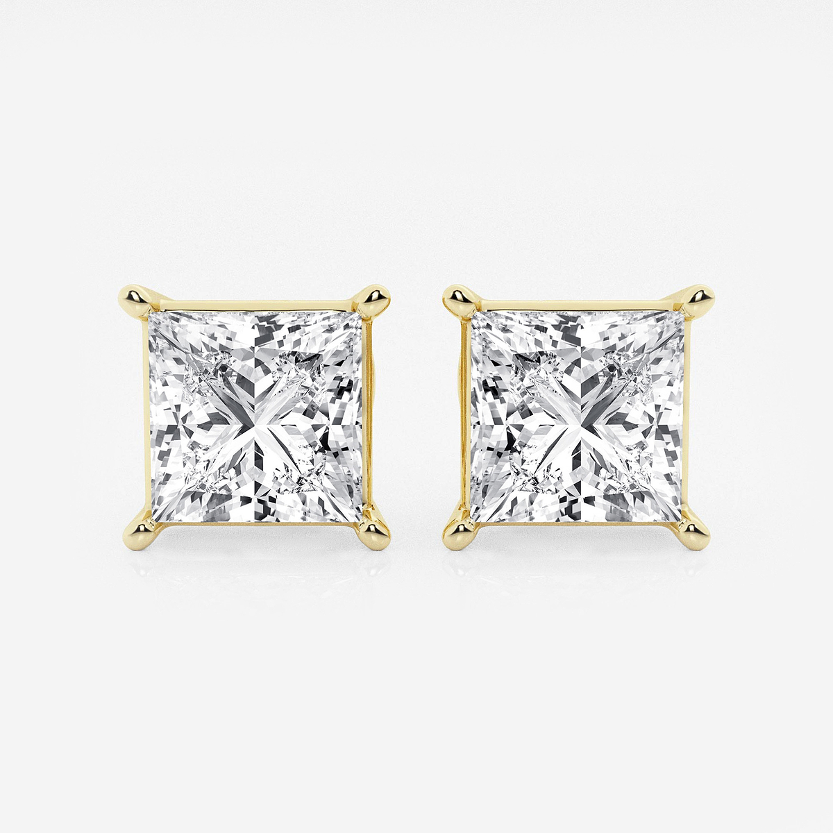 6 ctw Princess Lab Grown Diamond Solitaire Certified Stud Earrings