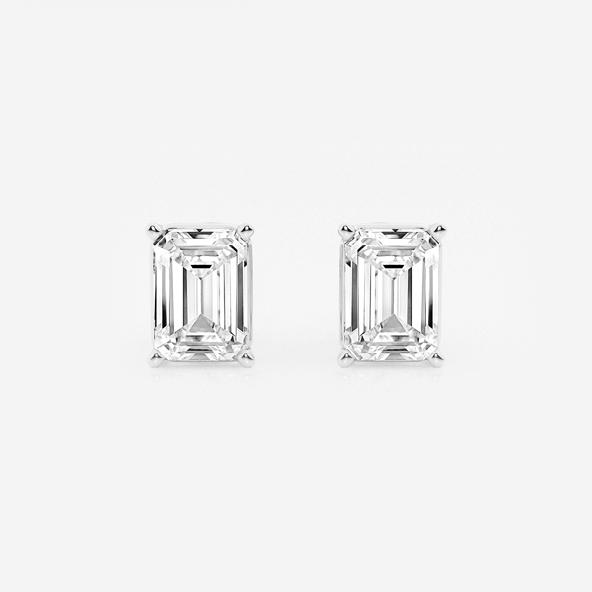 4 ctw Emerald Lab Grown Diamond Solitaire Certified Stud Earrings Platinum, F, VS2