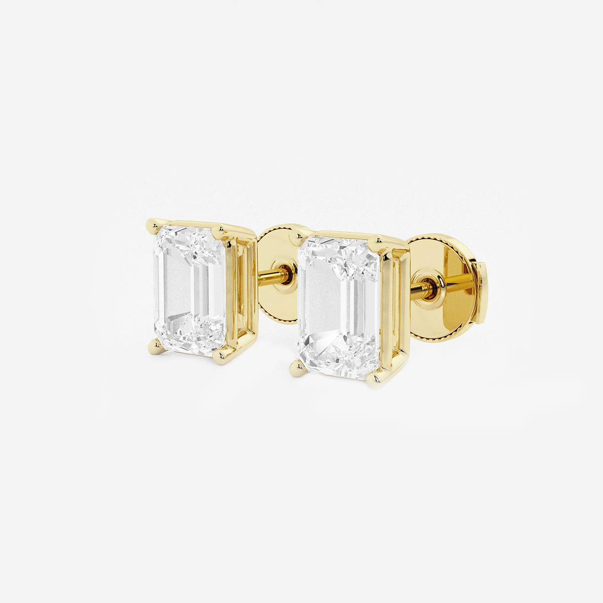 Additional Image 1 for  4 ctw Emerald Lab Grown Diamond Solitaire Certified Stud Earrings