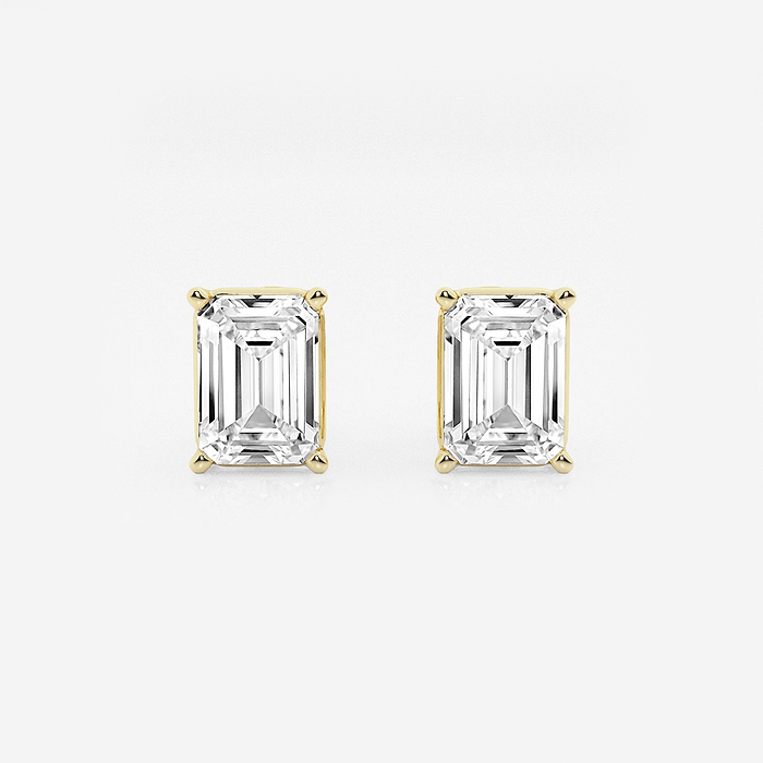 4 ctw Emerald Lab Grown Diamond Solitaire Certified Stud Earrings