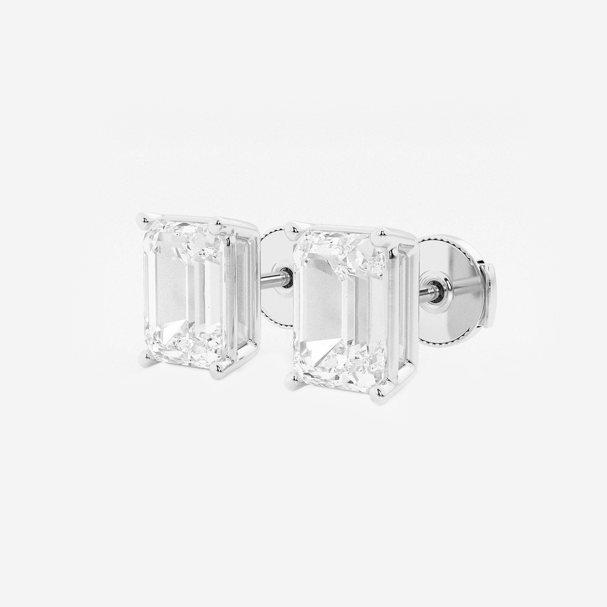Additional Image 1 for  5 ctw Emerald Lab Grown Diamond Solitaire Certified Stud Earrings