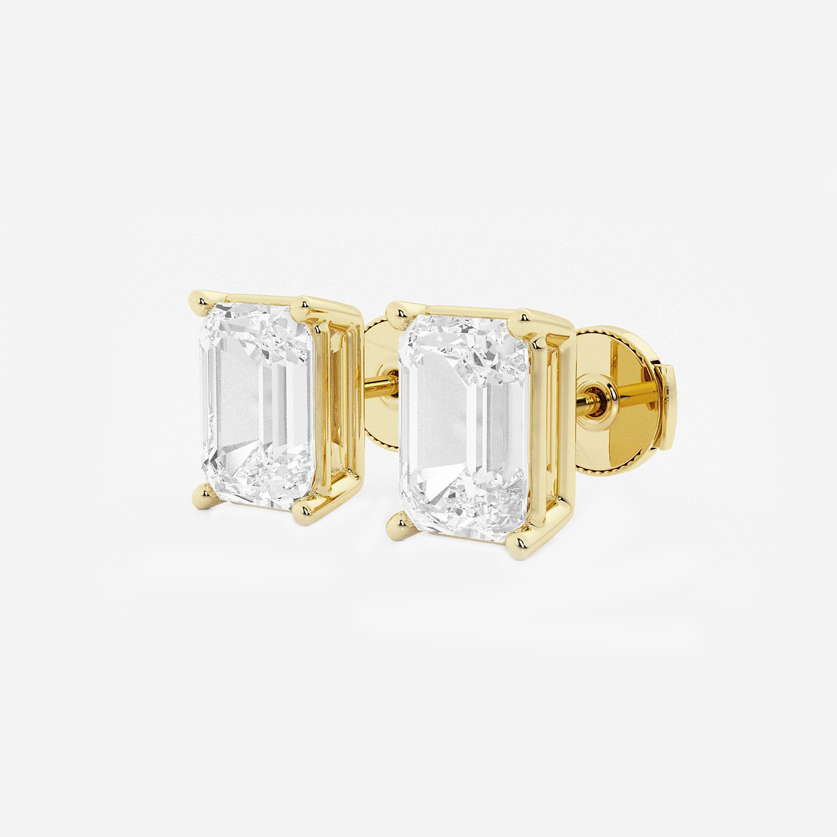 Additional Image 1 for  6 ctw Emerald Lab Grown Diamond Solitaire Certified Stud Earrings