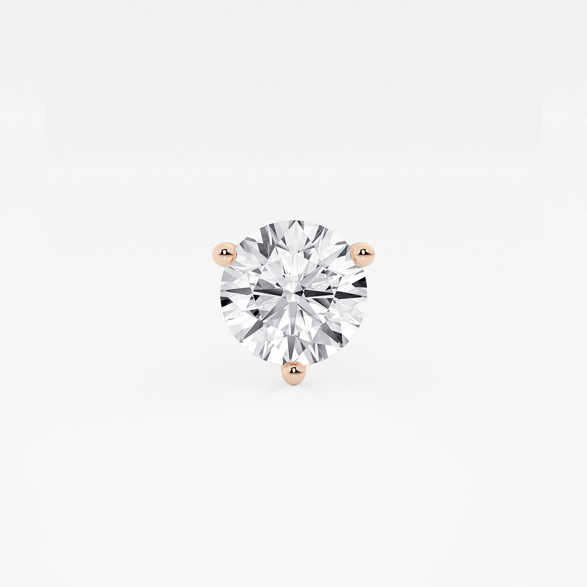 2 1/2 ctw Round Colorless Lab Grown Diamond Three Prong Martini Single Stud Earring