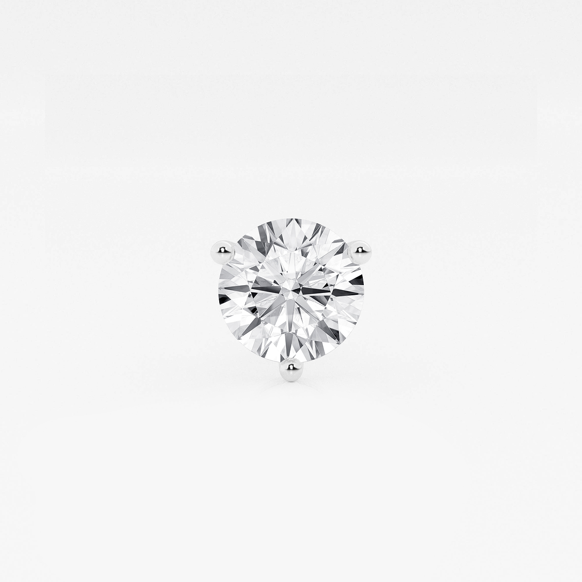 2 1/2 ctw Round Colorless Lab Grown Diamond Three Prong Martini Single Stud Earring