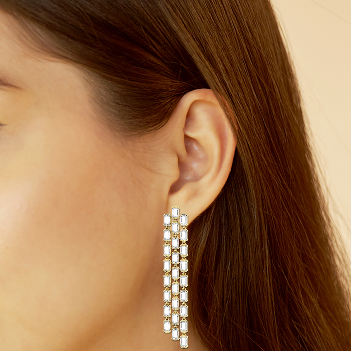 Additional Image 2 for  13 ctw Emerald Lab Grown Diamond Dangle Fashion Earrings