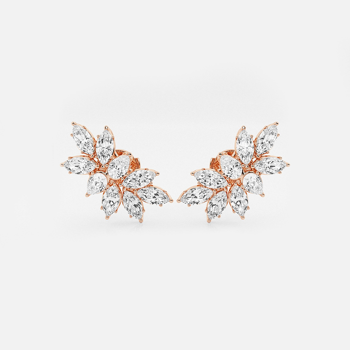 Pear &amp; Marquise Cluster Earrings - 6 ctw Pear &amp; Marquise Lab Grown Diamond Cluster Earrings